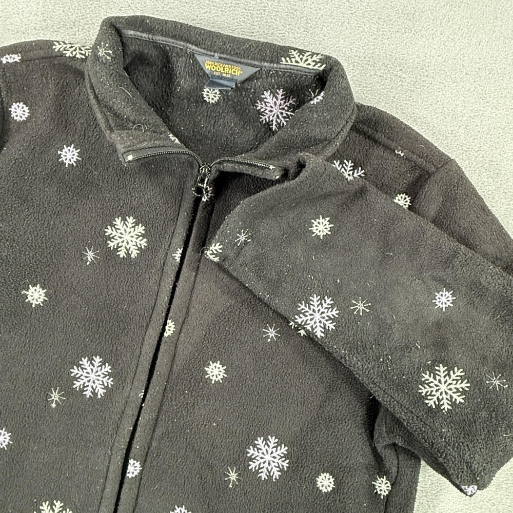 Woolrich Full Zip Fleece Sherpa Pile Women's Size M Winter‎ Snowflakes Polartec